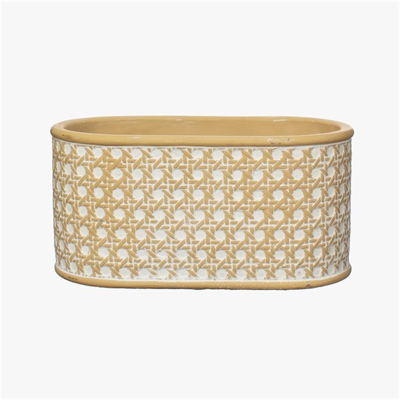 Rattan Weave Concrete Trough Planter